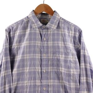 Faherty Brand Mens Plaid Long Sleeve Button Down Shirt Blue White Size Medium‎